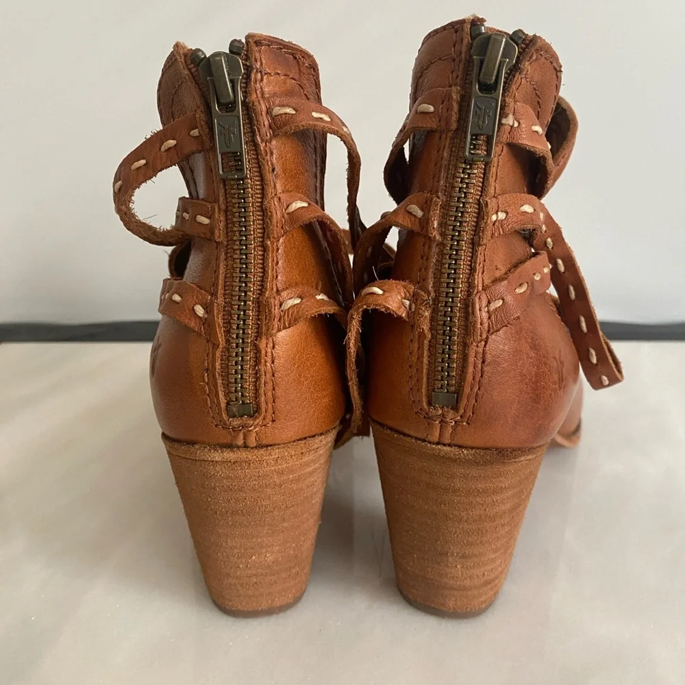 Frye Naomi Pickstitch Ankle Boots in Whiskey